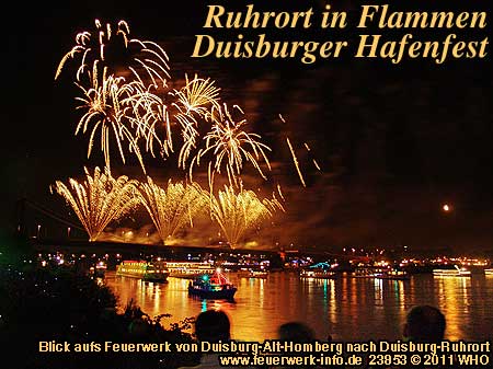 Ruhrort in Flammen, Feuerwerk Duisburg Hafenfest, Duisburg-Ruhrort am Rhein