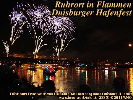 Ruhrort in Flammen, Feuerwerk Duisburg Hafenfest, Duisburg-Ruhrort am Rhein