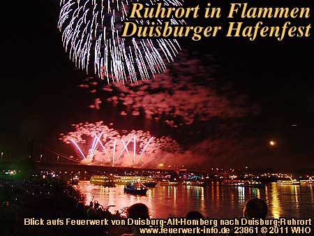 Ruhrort in Flammen, Feuerwerk Duisburg Hafenfest, Duisburg-Ruhrort am Rhein