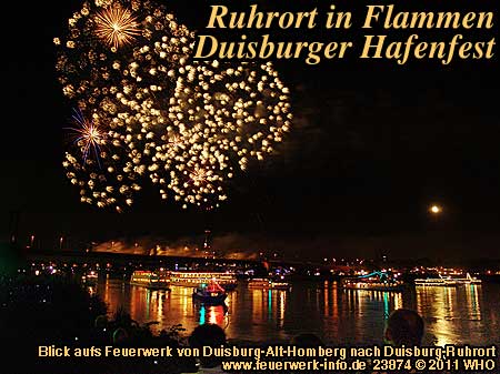 Ruhrort in Flammen, Feuerwerk Duisburg Hafenfest, Duisburg-Ruhrort am Rhein