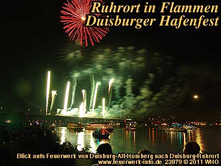 Ruhrort in Flammen, Feuerwerk Duisburg Hafenfest, Duisburg-Ruhrort am Rhein