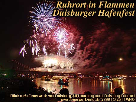 Ruhrort in Flammen, Feuerwerk Duisburg Hafenfest, Duisburg-Ruhrort am Rhein