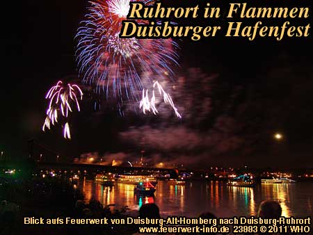 Ruhrort in Flammen, Feuerwerk Duisburg Hafenfest, Duisburg-Ruhrort am Rhein