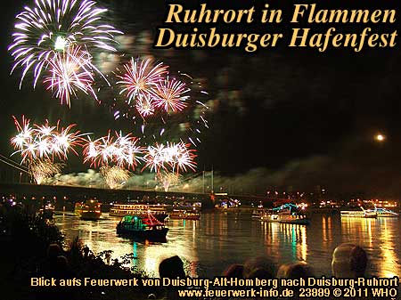 Ruhrort in Flammen, Feuerwerk Duisburg Hafenfest, Duisburg-Ruhrort am Rhein