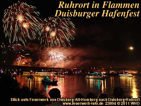 Ruhrort in Flammen, Feuerwerk Duisburg Hafenfest, Duisburg-Ruhrort am Rhein