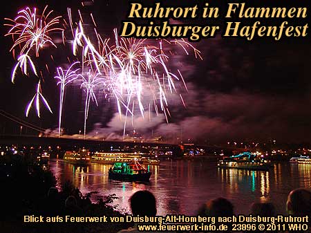 Ruhrort in Flammen, Feuerwerk Duisburg Hafenfest, Duisburg-Ruhrort am Rhein