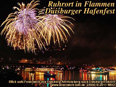 Ruhrort in Flammen, Feuerwerk Duisburg Hafenfest, Duisburg-Ruhrort am Rhein