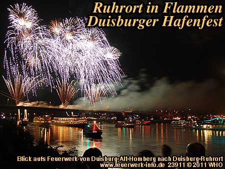 Ruhrort in Flammen, Feuerwerk Duisburg Hafenfest, Duisburg-Ruhrort am Rhein