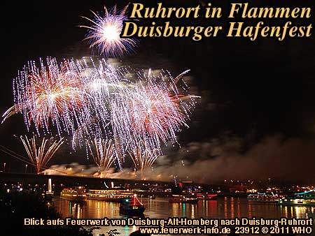 Ruhrort in Flammen, Feuerwerk Duisburg Hafenfest, Duisburg-Ruhrort am Rhein