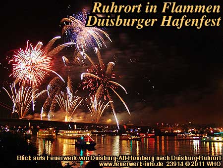 Ruhrort in Flammen, Feuerwerk Duisburg Hafenfest, Duisburg-Ruhrort am Rhein