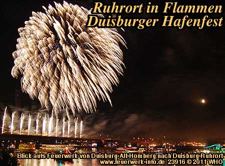 Ruhrort in Flammen, Feuerwerk Duisburg Hafenfest, Duisburg-Ruhrort am Rhein