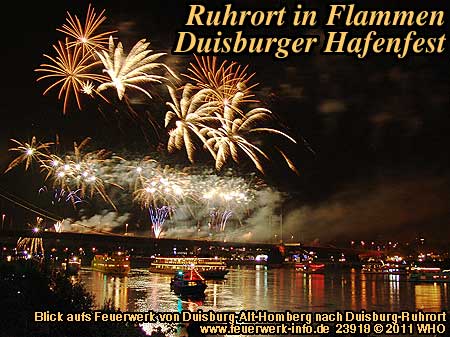 Ruhrort in Flammen, Feuerwerk Duisburg Hafenfest, Duisburg-Ruhrort am Rhein