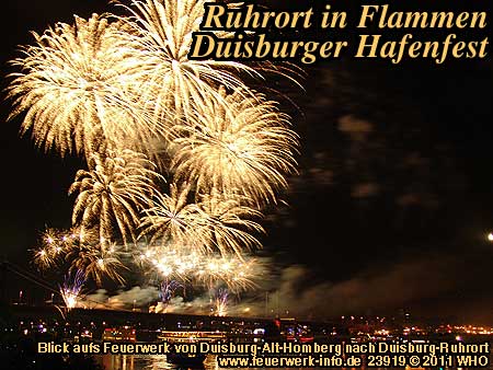 Ruhrort in Flammen, Feuerwerk Duisburg Hafenfest, Duisburg-Ruhrort am Rhein