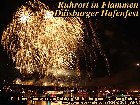 Ruhrort in Flammen, Feuerwerk Duisburg Hafenfest, Duisburg-Ruhrort am Rhein