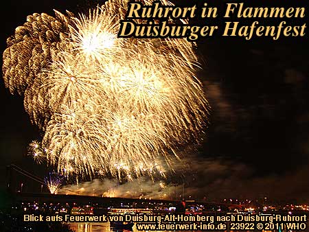 Ruhrort in Flammen, Feuerwerk Duisburg Hafenfest, Duisburg-Ruhrort am Rhein