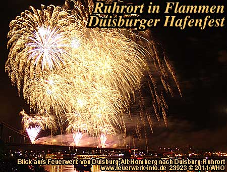 Ruhrort in Flammen, Feuerwerk Duisburg Hafenfest, Duisburg-Ruhrort am Rhein