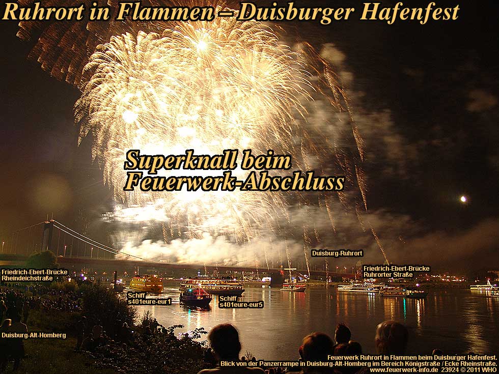 Ruhrort in Flammen, Feuerwerk Duisburg Hafenfest, Duisburg-Ruhrort am Rhein